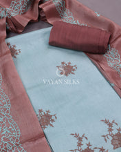 Load image into Gallery viewer, Blue Brown Cut-work Embroidered Tussar Silk Suit