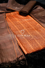Load image into Gallery viewer, Brown Orange Printed Unstitched Tussar Silk Suit Set