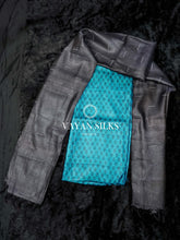 Load image into Gallery viewer, Blue Charcoal Printed Unstitched Tussar Silk Suit Set