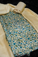 Load image into Gallery viewer, Blue Beige Printed Unstitched Tussar Silk Suit Set