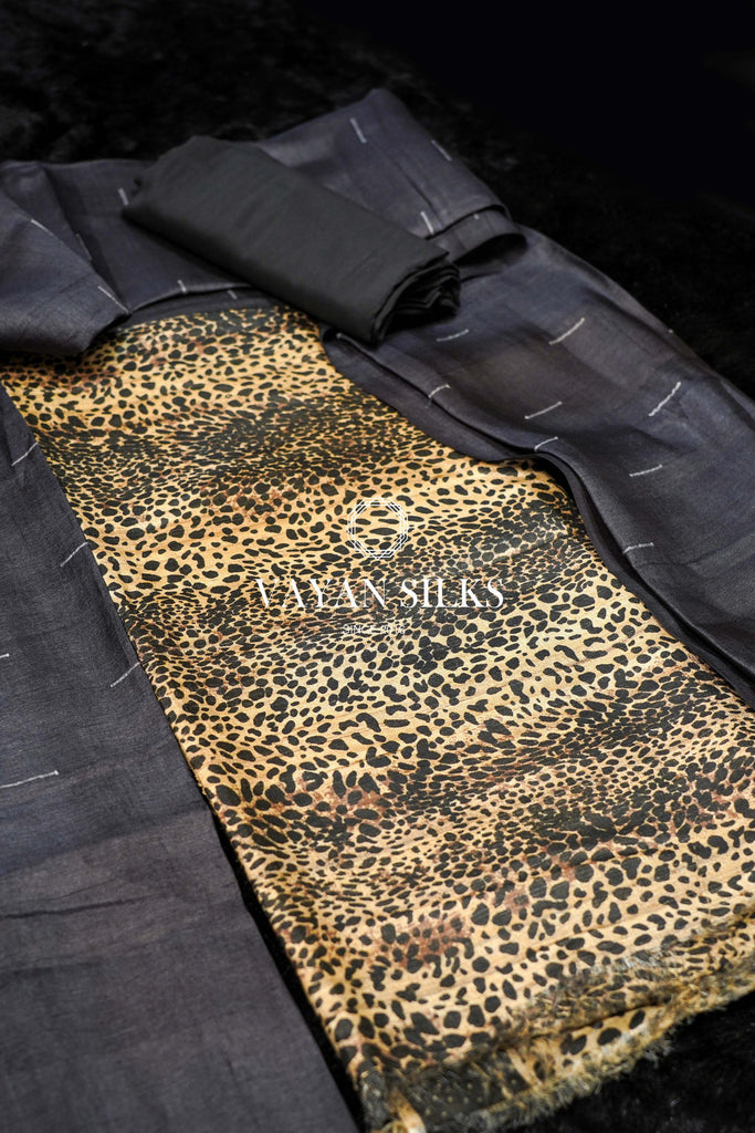 Animal Printed Unstitched Tussar Silk Suit Set