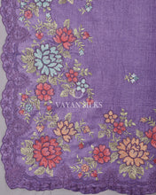 Load image into Gallery viewer, Purple Embroidered Tussar Silk saree