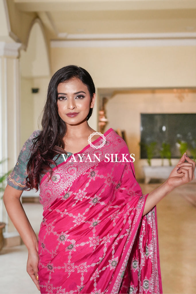 Hot Pink Dupion Silk Saree