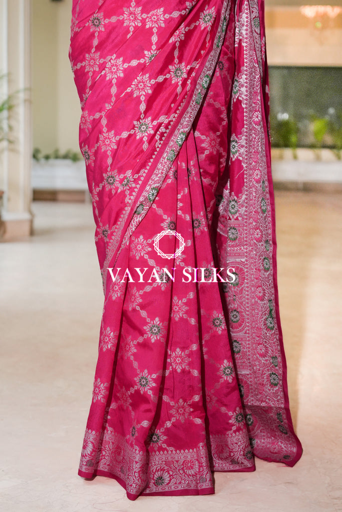 Hot Pink Dupion Silk Saree