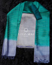 Load image into Gallery viewer, Cornflower Blue and Teal Green Woven Tussar Silk Suit Set