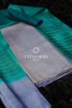 Load image into Gallery viewer, Cornflower Blue and Teal Green Woven Tussar Silk Suit Set