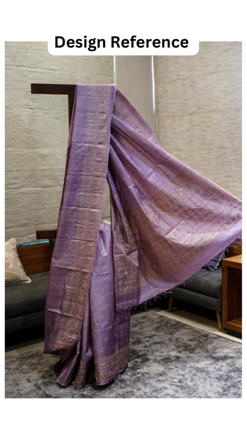 ~ Gul Kaari ~ Tiffany Blue Embroidered Tussar Silk Saree