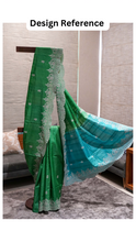 Load image into Gallery viewer, ~ Gul Kaari ~ Blue Body Pink pallu Embroidered Tussar Silk Saree