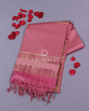 Pink Pure Tussar Silk Saree