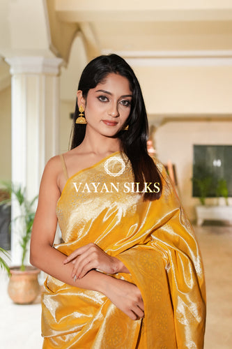 Yellow Tissue Banarasi Silk Saree