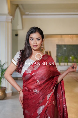 Blood Red Banarasi Katan Silk Saree