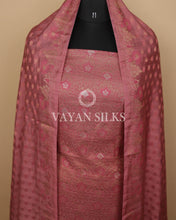 Load image into Gallery viewer, Dusky Rose Pink Banarasi Silk Unstitched Suit Set