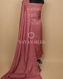 Dusky Rose Pink Banarasi Silk Unstitched Suit Set