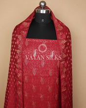 Load image into Gallery viewer, Red Banarasi Silk Unstitched Suit Set