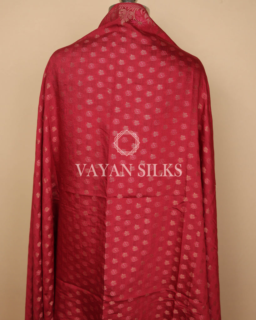 Red Banarasi Silk Unstitched Suit Set
