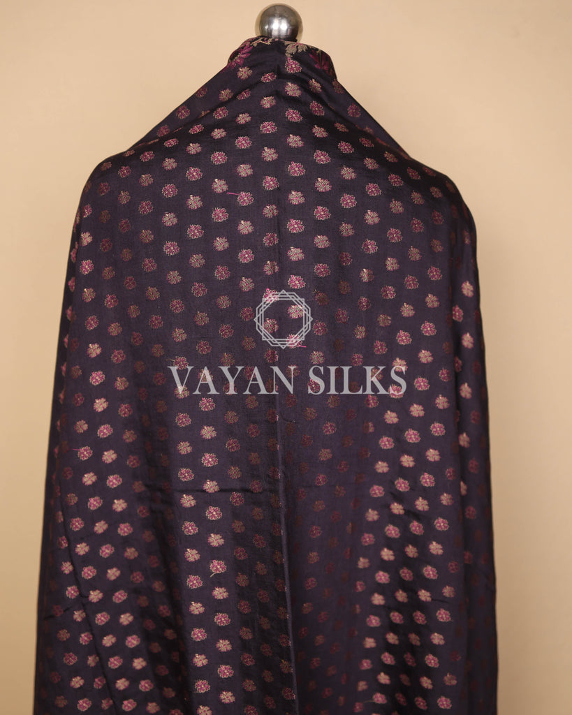 Black Pink Banarasi Silk Unstitched Suit Set