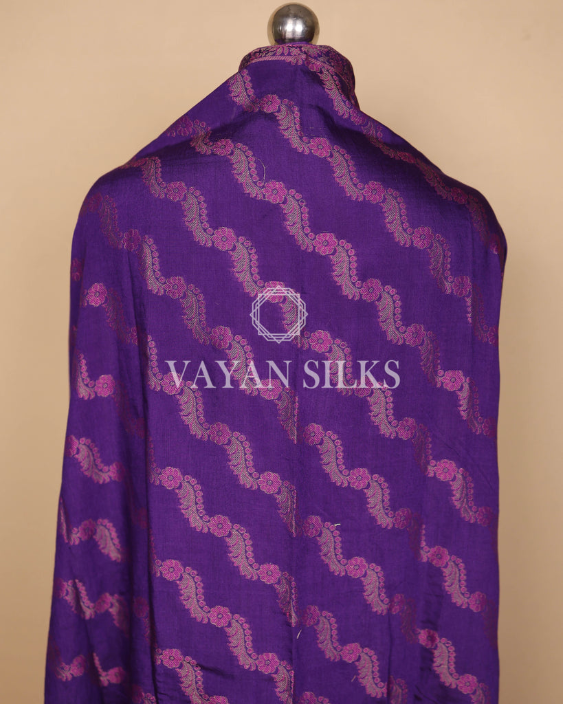 Purple Banarasi Silk Unstitched Suit Set