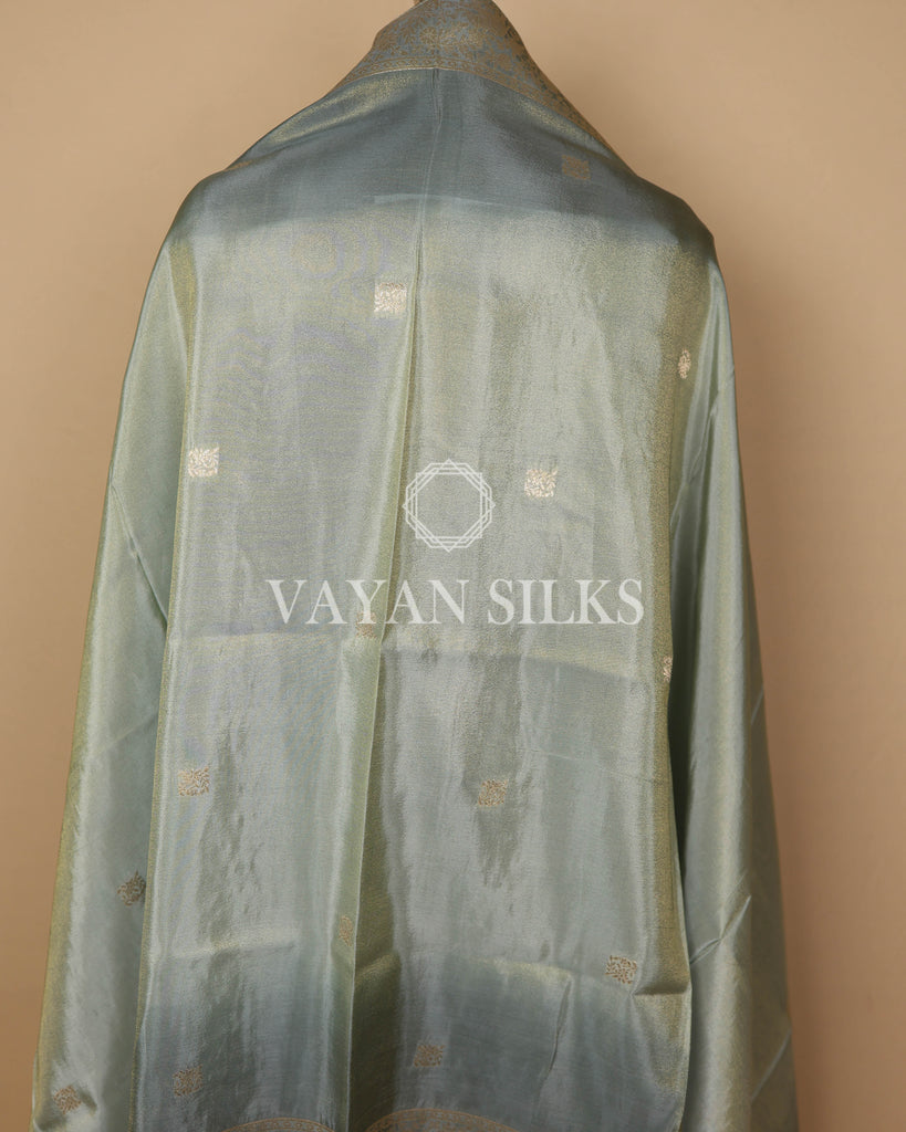 Sage Green Banarasi Silk Unstitched Suit Set