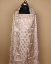 Load image into Gallery viewer, Beige Banarasi Silk Unstitched Suit Set
