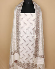 Load image into Gallery viewer, Off White Banarasi Silk Unstitched Suit Set