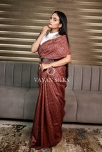 Load image into Gallery viewer, Brown Handwoven Pure Tussar Silk Saree