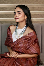 Load image into Gallery viewer, Brown Handwoven Pure Tussar Silk Saree