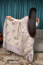 Load image into Gallery viewer, Grey Beige Printed Semi Tussar Saree