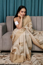 Load image into Gallery viewer, Mustard Beige Printed Semi Tussar Saree