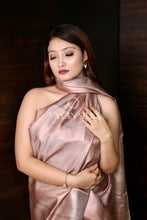 Load image into Gallery viewer, Copper Grey Pure Tussar Silk Saree