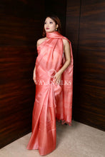 Load image into Gallery viewer, Orange Pure Tussar Silk Saree