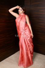 Load image into Gallery viewer, Orange Pure Tussar Silk Saree