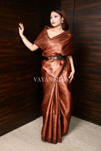 Load image into Gallery viewer, Brown Pure Tussar Silk Saree