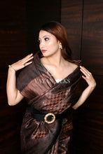 Load image into Gallery viewer, Black Copper Pure Tussar Silk Saree