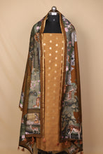 Load image into Gallery viewer, Brown Banarasi Silk Unstitched Suit Set
