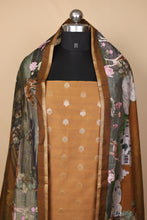 Load image into Gallery viewer, Brown Banarasi Silk Unstitched Suit Set