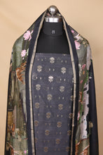 Load image into Gallery viewer, Black Banarasi Silk Unstitched Suit Set