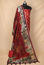 Load image into Gallery viewer, Maroon Banarasi Silk Unstitched Suit Set