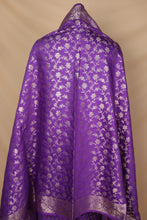 Load image into Gallery viewer, Purple Banarasi Silk Unstitched Suit Set