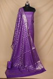 Purple Banarasi Silk Unstitched Suit Set