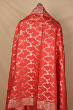 Load image into Gallery viewer, Tomato Red Banarasi Silk Unstitched Suit Set