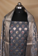 Load image into Gallery viewer, Dark Grey Cotton Silk Unstitched Suit Set