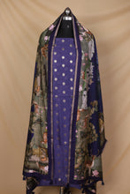 Load image into Gallery viewer, Dark Blue Banarasi Silk Unstitched Suit Set