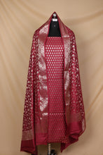 Load image into Gallery viewer, Wine Banarasi Silk Unstitched Suit Set