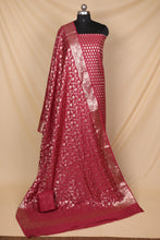 Load image into Gallery viewer, Wine Banarasi Silk Unstitched Suit Set