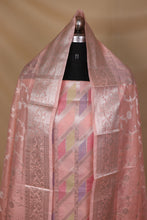 Load image into Gallery viewer, Peach Multi Cotton Silk Unstitched Suit Set
