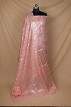 Load image into Gallery viewer, Peach Multi Cotton Silk Unstitched Suit Set