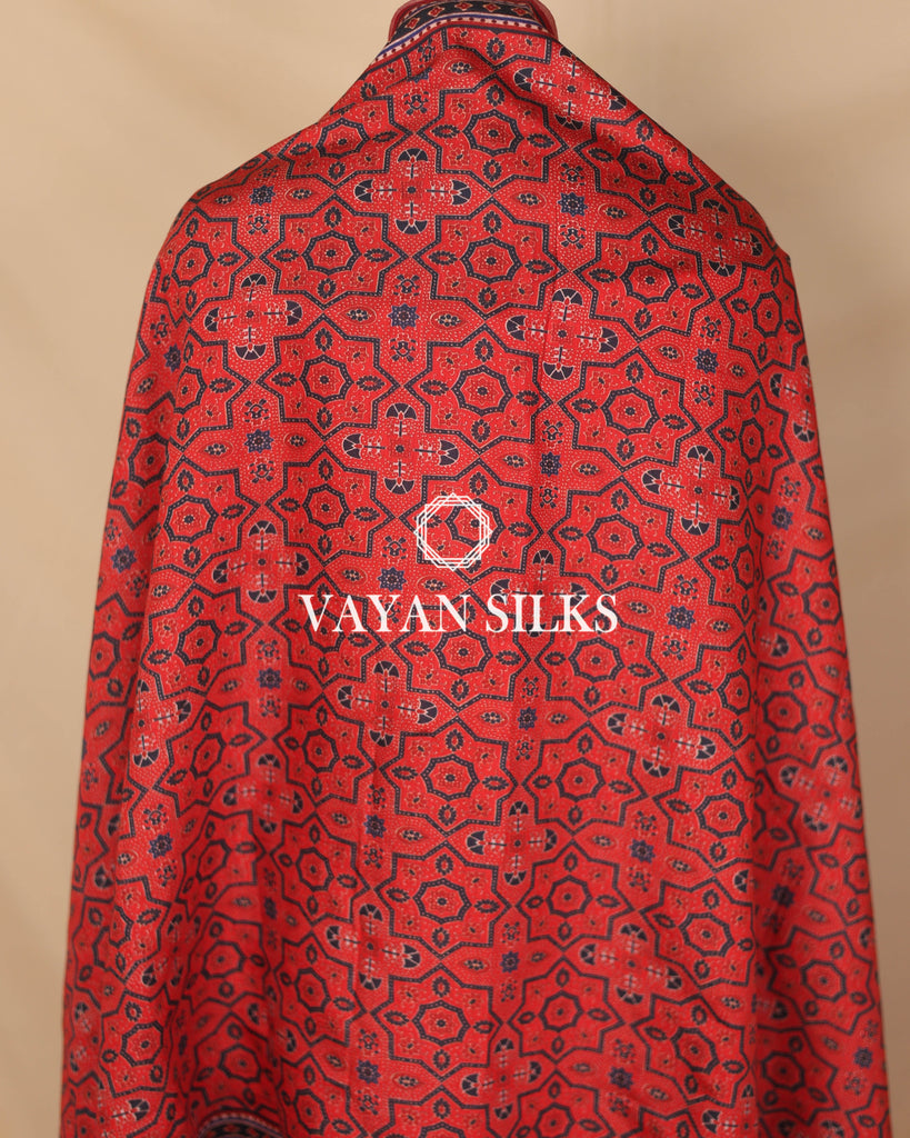 Red Banarasi Silk Unstitched Suit Set