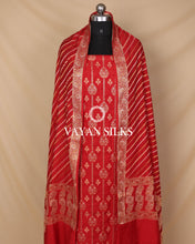 Load image into Gallery viewer, Red Moonga Silk Unstitched Suit Set