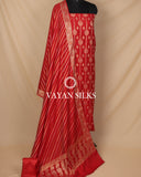 Red Moonga Silk Unstitched Suit Set