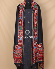 Load image into Gallery viewer, Black Banarasi Silk Unstitched Suit Set